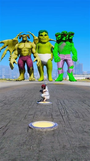 RANDOM SUPERHEROES VS GIANT HULKZILLA & WINGS HULK & BABY HULK #shorts #gta5 #hulk