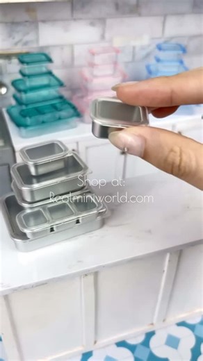 REAL Tiny Food Cooking, Baking, & Art Shop on Instagram: "‼️new miniature alert ✨ tiny food container set 🥰 ready to organize your food ingredients!? or serve a tiny lunch box? adopt them at realminiworld.com #tinyfood #minicooking #miniature #asmr #tinyfoodcooking #miniaturedollhouse"