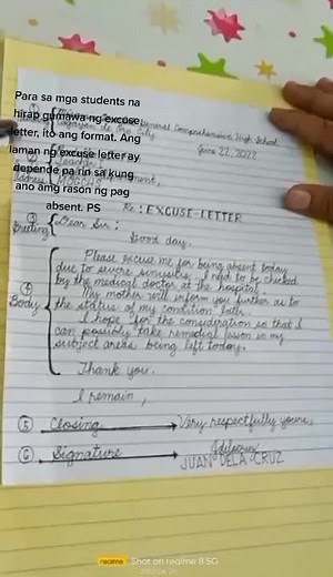 For all the students, just follow the format in writing an excuse letter.