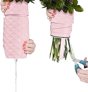 The Amaranth Vase - Unique Design for Easy Water Draining and Stem Access - Impact Resistant Plastic and Marble Blend - The Smart Vase for Floral Arrangements (Blush Pink)