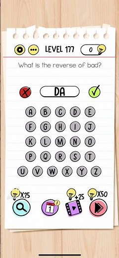 Brain Test Level 177 What is the reverse of bad