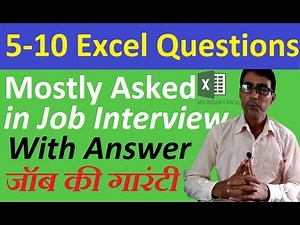 Most important Excel Questions Asked in Job Interviews in hindi