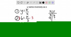 Use the four-step procedure for solving variation problems given on page 445 to solve Exercises 1–10. y varies inversely as x . y=6 when x=3 . Find y when x=9 | Numerade