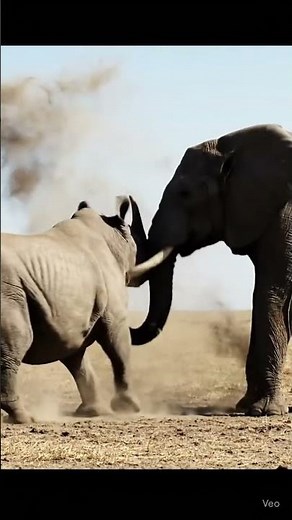 Rhinoceros vs Elephant 🦏🐘 | Epic Wild Battle!