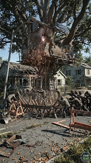 Zombie Apocalypse Treehouse Build 🧟‍♂️🌳⚒️ | Scrap Metal Survival Base #shorts #viral #landscaping