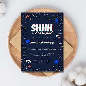 Surprise Birthday Party Invitation | Editable | Digital Download | Customizable Birthday Invite Template for Any Age | Instant Download - Etsy Canada