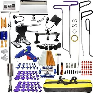 Unpainted Car Dent Repair Tool Kit, Gold Lifter, Automatic Dent Puller, Ice Remover, Body Remover, with Tool Box, for Mini Dent, Deep Dent, etc (TZ90)