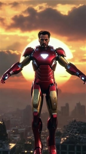 Heroic Iron Man Flies Into the Sunset | Epic AI Animation #Shorts #cinematic #marvel #ironman