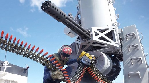 Firing US Navy's CIWS Gatling gun at sea