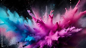 Cloud of exploding colored paint Stock Video