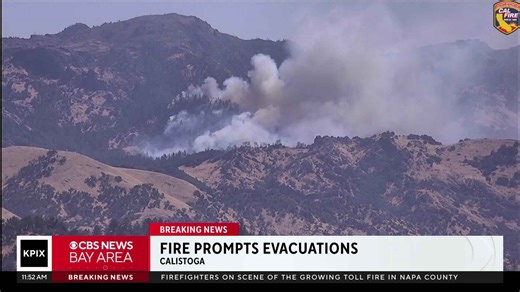 Toll Fire burns in Napa County north of Calistoga, prompting evacuations