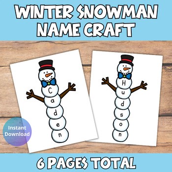 Winter Snowman Name Craft – Literacy Activity – Preschool Pre-K Kindergarten