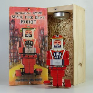 Space Fire Dept. Tin Robot – Limited Edition Display Crate Set - Etsy