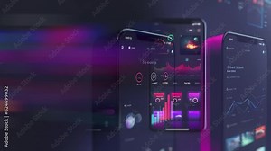 Development analysis design UI, UX, GUI mobile screens modern infographic video animation background