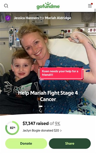 Koen is asking for your help! Our friend Mariah is battling stage 4 cancer and needs our help. Share, repost, comment, donate if you can. Anything made off this video will be given to her and I will be donating to her once our donations are out of gofundme. #gofundme #momsoftiktok #engagement #tiktok #tetheredcordsyndrome