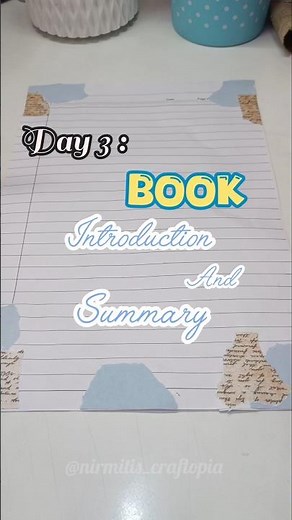 Day 3: Book Introduction & Summary ✨📚 #shorts #craft #cbse #cbse10 #youtubeshorts #diy #project