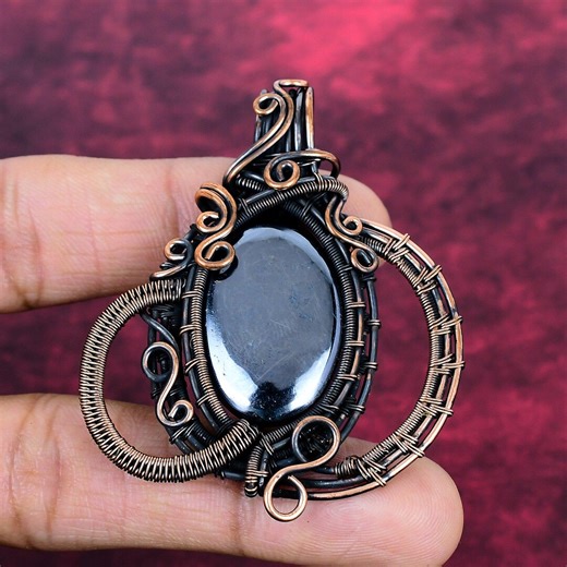 Shungite Pendant, Handmade Copper Wire Wrapped Gemstone Jewelry - Etsy