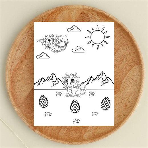 Baby Dragon Coloring Page, Dragon Egg Print Your Own Coloring Sheets (instant Download) - Etsy