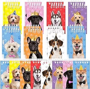 24 Pcs Mini Dog Notepads Small Notebooks Dog Themed Party Favor Bulk Puppy Spiral Pocket Gifts Birthday Rewards Goody Bag Party Supplies, 2.36 x 3.94 Inch(Vivid Style)