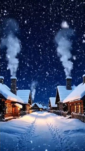 The night snowfall over the sleeping village #relax #snow #night