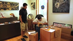 1.2K views · 59 reactions | First Nations Carver Raymond Shaw chats with fellow artist Andy Everson, Northwest Coast Artist about a Wild Woman of the Woods mask that he is working on. Shaw is a member of the Weiwakum band of the Kwakwaka'wakw Nation, and is a self-taught artist with a passion for his #Aboriginal heritage who began carving and drawing at an early age. | Indigenous Tourism BC | Facebook