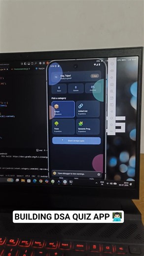 Building DSA Quiz App using React Native #dsa #appdeveloper #dellg15