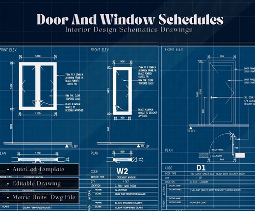 Autocad Door & Window Diagram Templates: Editable DWG Drawings - Etsy