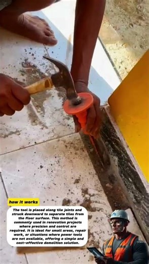 manual tile removal Using a Cold Chisel | Old Floor Demolition Process