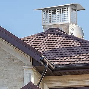 Carbon Steel Chimney Cap 8" x 17" Bolt-On Chimney Flue Cover with Hood Plate Mesh Chimney Flue Cover,Vent Cover Fits Outdoor Masonry Clay Flue Shingles