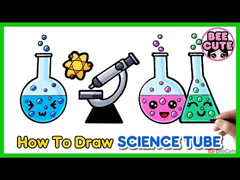 สอนวาดรูปหลอดทดลองวิทยาศาสตร์และกล้องจุลทรรศน์ | วาดรูปวันวิทยาศาสตร์ | Draw Science Stuff
