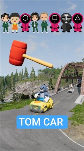 Super mario & Tom & Duck & Skibidi Toilets VS Giant Hammer & in beamng| BeamNG.Drive Gameplay