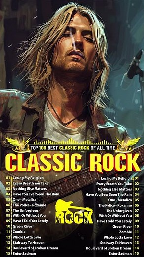 Best Songs Of Classic Rock 70s 80 90s - Nirvana, Guns'N'Rose, AeroSmith, Bon Jovi, Queen