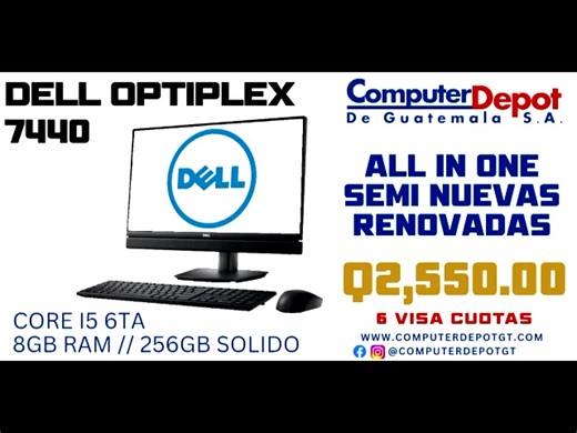 💥🥳🌞⛱️COMPUTADORA TODO EN UNO 💥🥳🌞⛱️ ¡Oferta especial! 🎉 Dell Optiplex 7440 Semi Nueva 📌 Procesador: Intel Core i5 (6ª Gen) 📌 Memoria RAM: 8GB – Rendimiento óptimo 📌 Almacenamiento: 256GB SSD – Velocidad y eficiencia 📌 Pantalla: Full HD para una experiencia visual impecable 🔹 Ideal para oficina, estudios o negocios. 🔹 Alto desempeño con diseño compacto y elegante. 🔹 ¡Stock limitado, aprovecha ahora! 📞 Contáctanos para más información. ¡Tu próxima PC te espera! 🚀