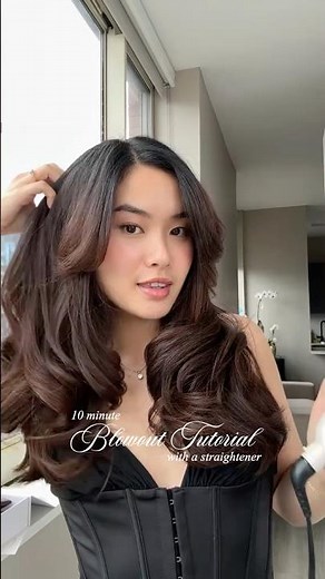 how to do a 10 min blowout with a straightener #hairtutorial #hairstyle