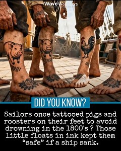 💭Did You Know?.. In the 1800s, sailors used to get tattoos of pigs and roosters on their feet because they believed it would prevent them from drowning. Why? Because those animals were kept in wooden crates that floated when a ship sank. It’s funny how we still have our own little superstitions today. I won't whistle on the bridge, and I definitely won't start a voyage on a Friday. We might have GPS and satellite comms now, but when the waves get 30 feet high, even the most logical engineer sta