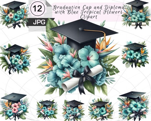 Class of 2026, School Graduation, Graduation Clipart, Graduation Cap, Diploma Clipart, Floral Graduation, Instant Download Graduation Invite - Etsy