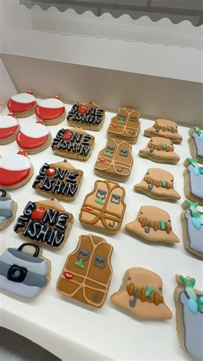 Fishing set of cookies #cookies #cookiedecorating #gonefishing