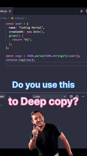 JSON.parse(JSON.stringify()) is dangerous #coding #js #javascript