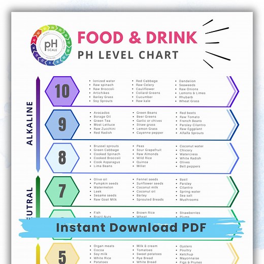 Alkaline Food Chart Acidic Alkaline PH Food List Printable Anti-inflammatory Diet Detox Alkaline Foods Poster Infographic Wall Chart PDF - Etsy