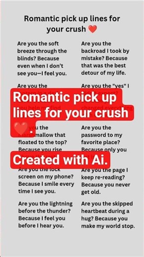 Romantic pick up lines for your crush ❤️. #shorts #pickuplines #pickupline #flirt#flirting