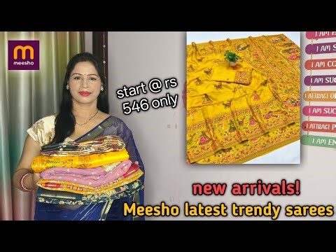 Meesho latest trendy saree Haul❤️ Premium quality new arrival affordable Silk/Jacquard saree #meesho