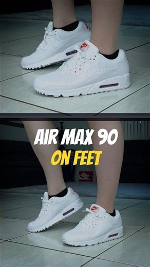 AIR MAX 90 ON FEET (WHITE/RED) #nike #airmax #sneakers