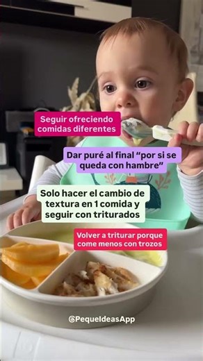 🥣La transición de puré a sólidos es un proceso gradual que requiere tiempo y paciencia.