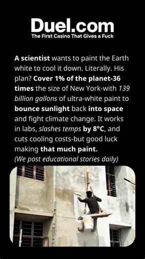 Motivation | Wealth | Education on Instagram: "To fight climate change, some scientists suggest “painting the planet white” — a concept called increasing Earth’s albedo (reflectivity). By coating rooftops, roads, and large surfaces in light colors, more sunlight would bounce back into space, reducing heat absorption. Inspired by how ice and snow naturally cool the Earth, this idea could help temporarily lower global temperatures while the world works on cutting greenhouse gas emissions. #Climate