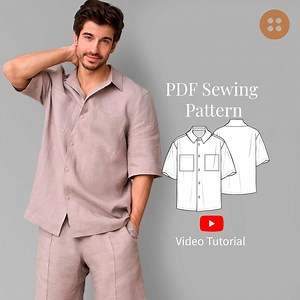 Men's Linen Aloha Shirt Sewing Pattern: S-5XL (PDF Pattern + Video Tutorial) - Etsy
