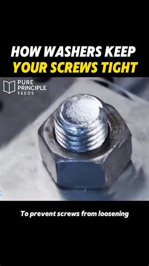 Pure Principle Feeds on Instagram: "A tiny metal ring… yet it holds together the entire modern world. Washers don’t make noise, they don’t have moving parts, and most people never even notice them. But without this small piece of engineering, every screw would slowly loosen, every machine would shake apart, and every structure would fail long before its time. A washer spreads force, absorbs vibration, prevents damage, and creates the friction that keeps a screw locked tight—even under pressure, 