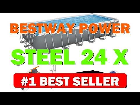 Bestway Power Steel 24' x 12' x 52" Rectangular Metal Frame Above - B0135YI6AS