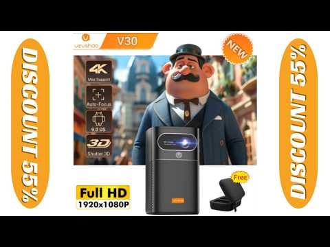Vevshao V30 3D 4K Mini Projector Cinema Smart Android WiFi Portable 1080P Home Theater Video LED DLP