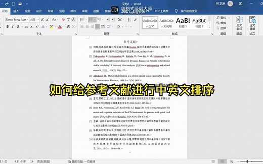 如何快速给参考文献进行中英文排序