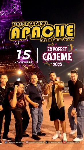 181K views · 4.9K reactions |  ¡Prepárate Cajeme! Este sábado 15 de noviembre llega Tropicalísimo Apache a la Expofest Cajeme 2025. Baila, canta y disfruta con la agrupación que pone a todos a mover los pies  ¡No faltes, que la fiesta se va a poner buenísima!  #TropicalisimoApache #ExpofestCajeme2025 #EnVivo #CumbiaConSabor #PuraFiesta | Tropicalisimo Apache Oficial | Facebook